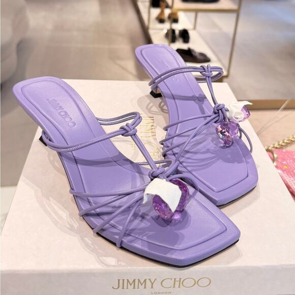 Jimmy CHOO Mule 50 Tanzanite Nappa Leather Mules 38.5 - Picture 2 of 6